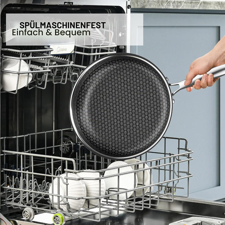 RIOVARM Edelstahl Bratpfannen Set Induktion Antihaft Pfannenset 20cm 26cm 30cm Wok Pfanne mit Edelst