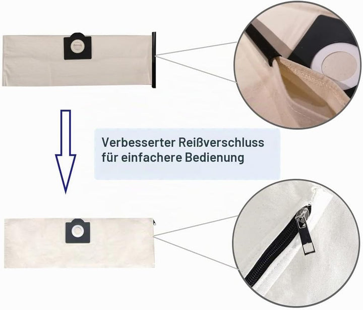 2-Stück Waschbar Stoff Staubsaugerbeutel Kompatible für Kärcher WD3 WD3 Premium MV3 6.959-130.0 6.90