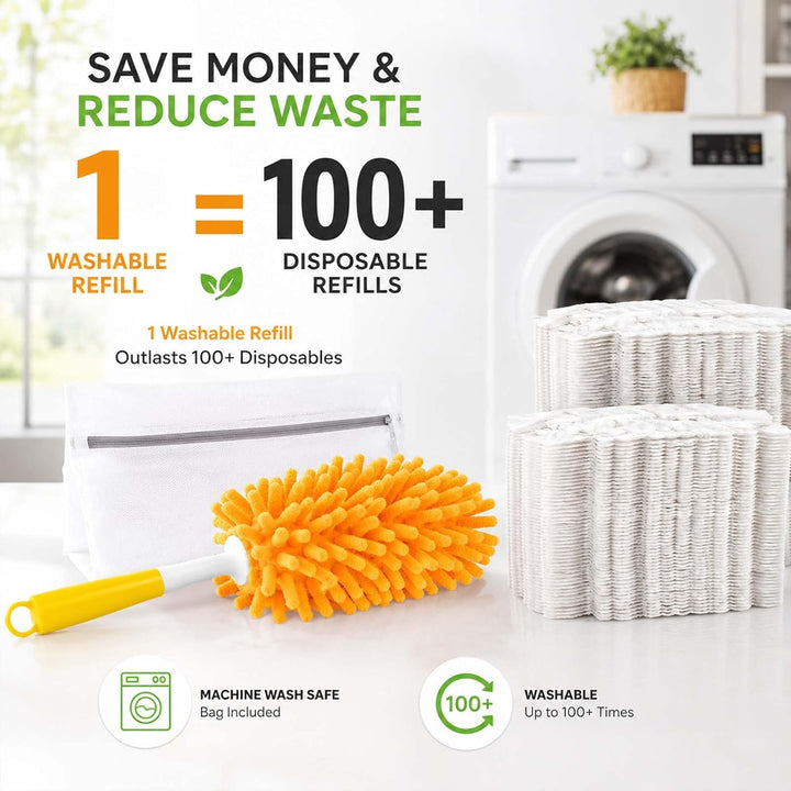 8 Stück Staubwedel Waschbar für Swiffer Duster Staubmagnet Nachfüllpack, 360° Wiederverwendbar Tüche