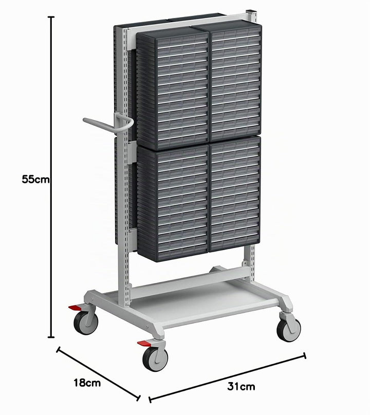 Kleinteilemagazin BxTxH 310x180x550 mm Standard-Ausführung BxTxH 310x180x550 mm - 60 Schubladen glas