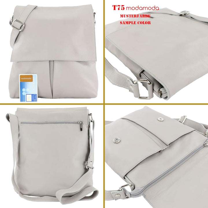 modamoda de - T75 - ital Crossover Umhängetasche Nappaleder Cognac, Cognac