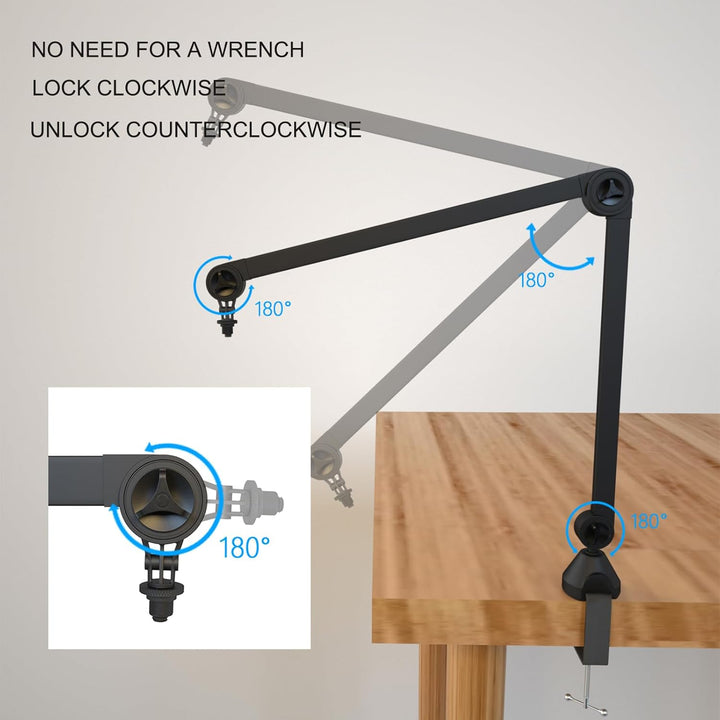 Mikrofonarmständer Verstellbarer Mikrofon-Tischhalter mit Tischklemme Professioneller Mikrofonarmstä
