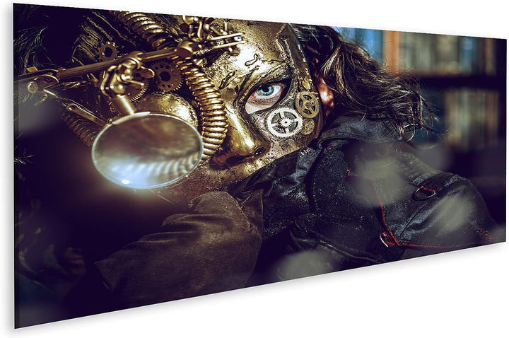 islandburner Bild auf Leinwand Steampunk Mann mit verschiedenen mechanischen Geräten Phantasie Bilde