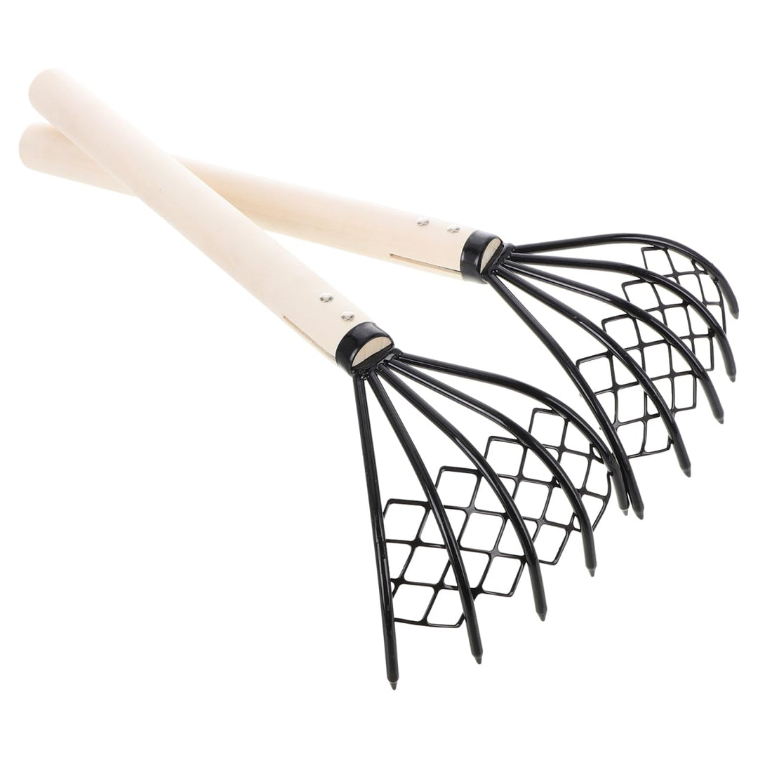 Happyyami 2 Stück Muschelrechen Zubehör Grubber Metall Pooper Scooper Mesh Net Rechen Muschel Graben