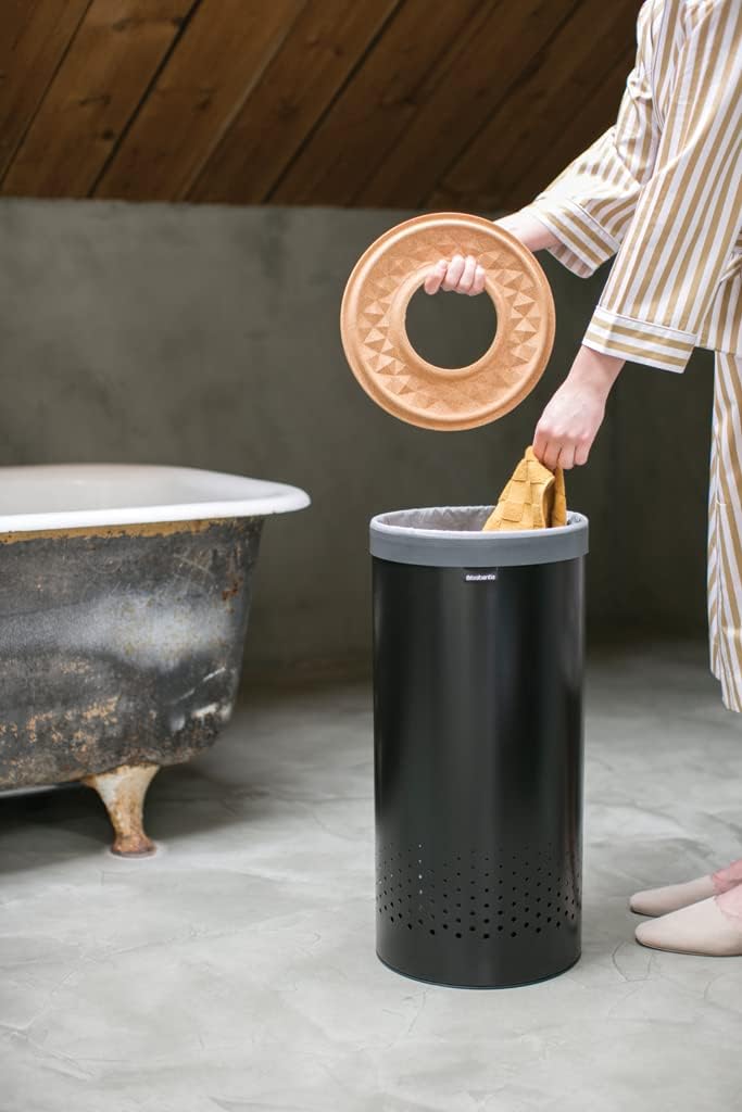 Brabantia - Wäschekorb - Quick-Drop-Öffnung - Perfekt sitzenden Baumwollwäschesack - Korrosionsfrei