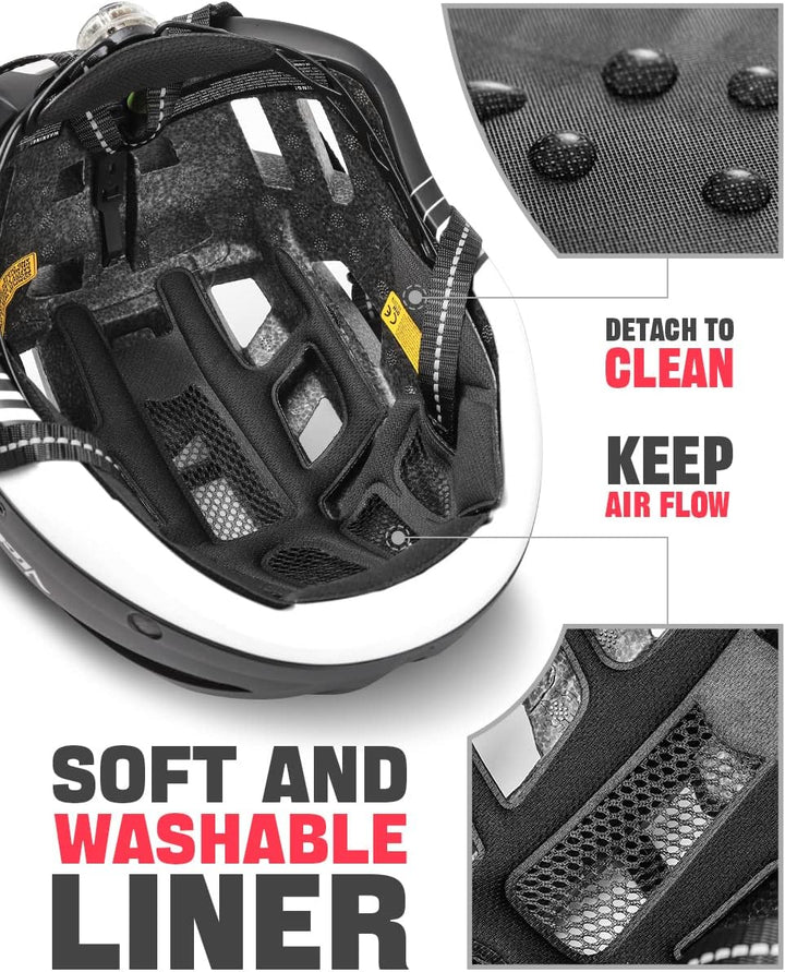 VICTGOAL Fahrradhelm mit Visier Mountainbike Helm mit magnetischem Brille Abnehmbarer Visier, Rennra