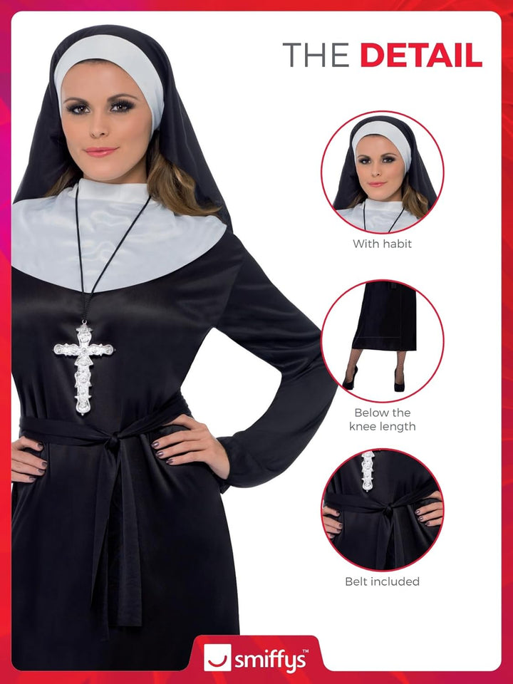 Smiffys BR20423XS Nonne Kostüm, Damen Plus X1 (UK 20-22), Plus X1 (UK 20-22)