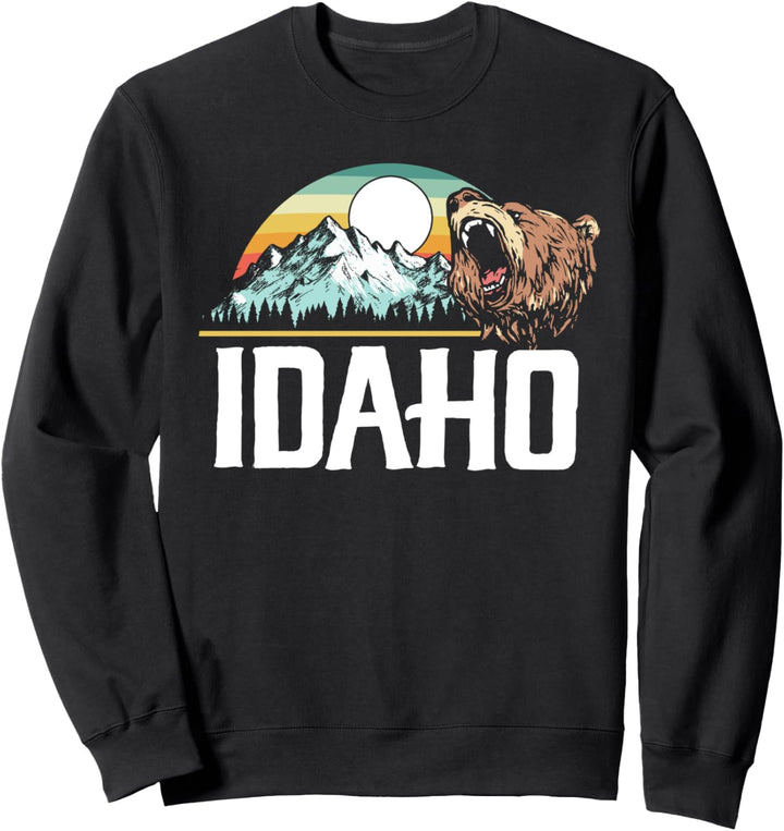 Idaho Retro Roaring Grizzly Bear 80's Style Graphic Sweatshirt