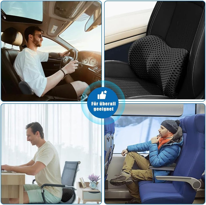 Lumbar Support Pillow aus Memory Foam, Ergonomisches Lendenwirbelkissen mit Gurte, Kissen für rücken