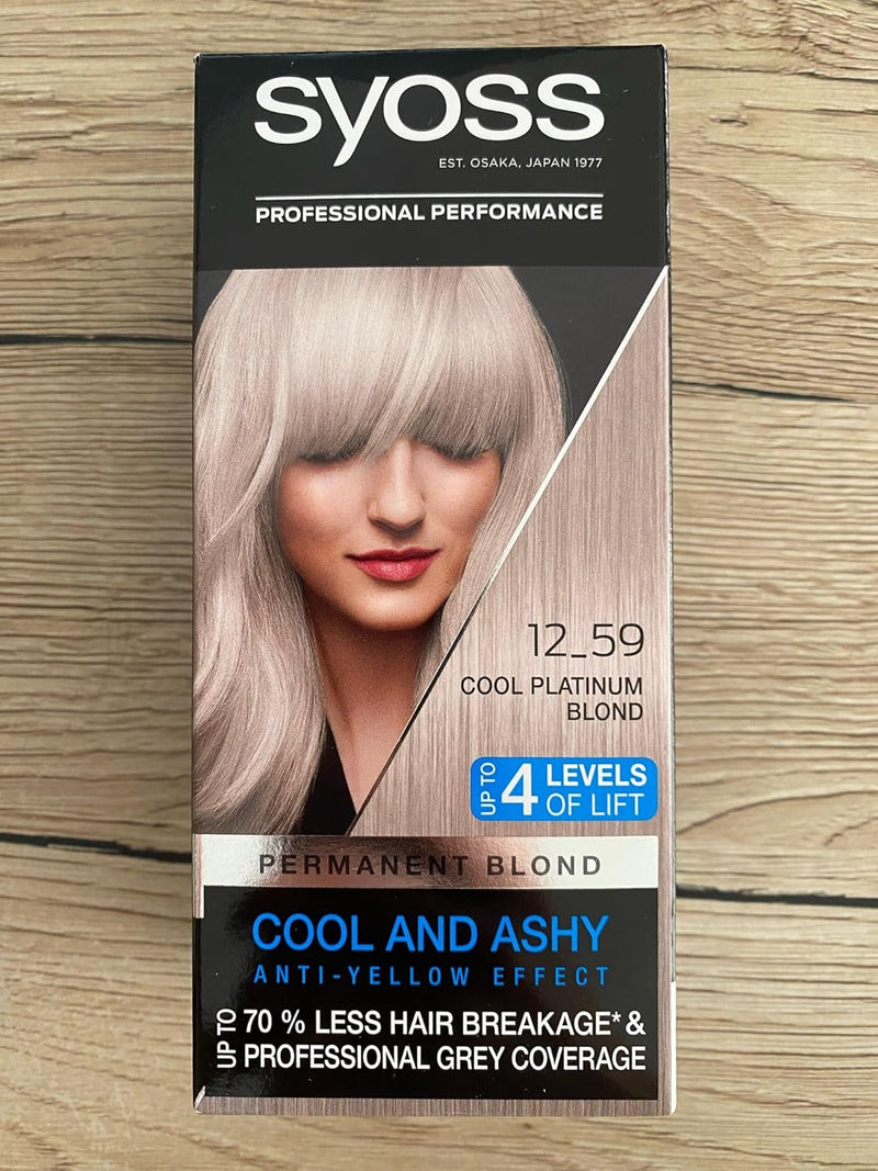 Syoss Blond Cool Blonds Haarfarbe, 12-59 Kühles Platinblond Stufe 3, 3er Pack (3 x 115 ml) Grau 1 st