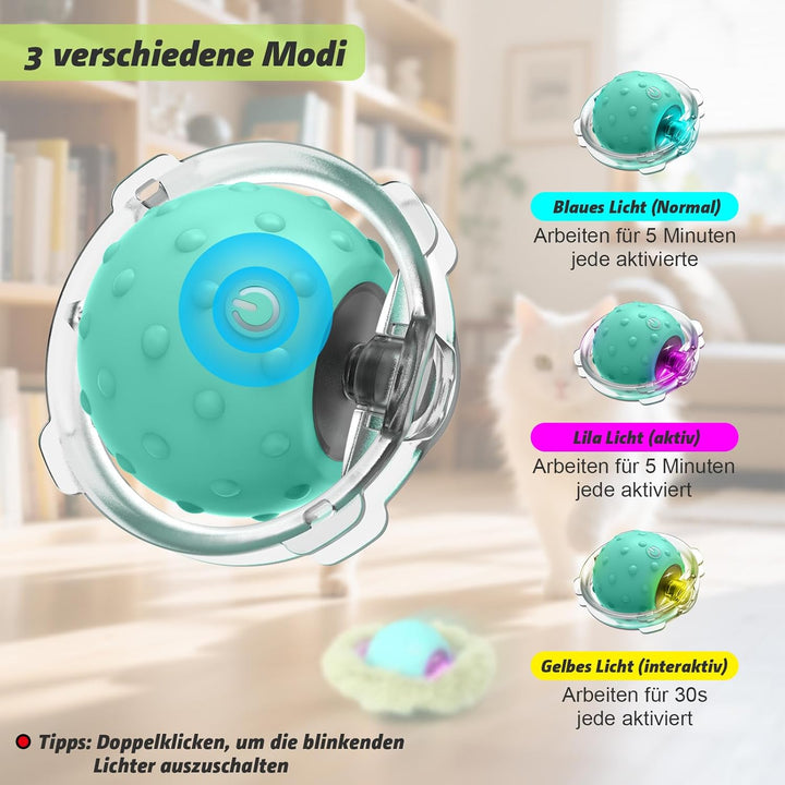 Interaktives Katzenspielzeug für Indoor-Katzen - Automatischer Rollball in Spielmatte, Versteck-und-