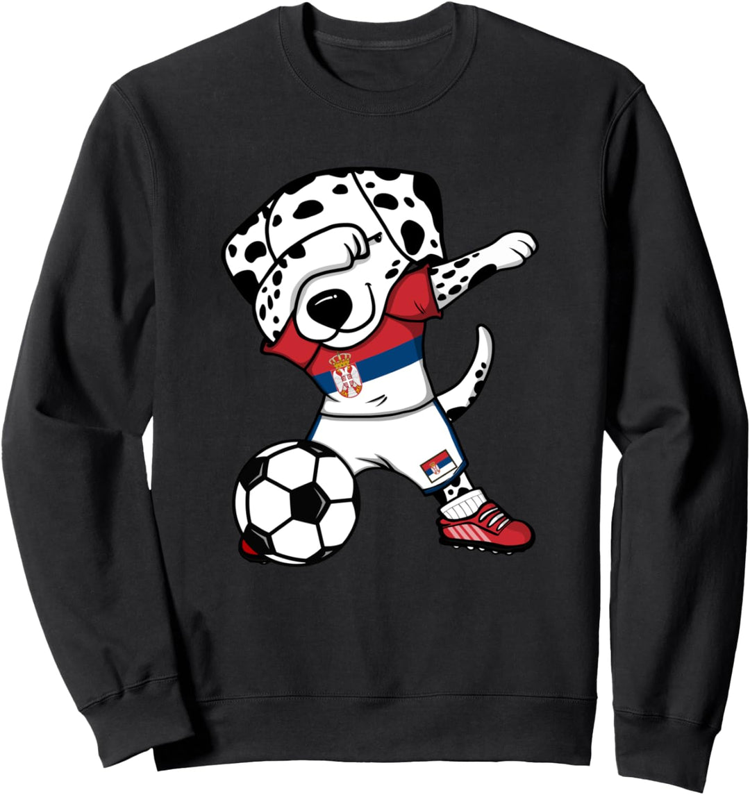 Dabbing Dalmatiner Hund Serbien Fussball Serbische Flagge Sweatshirt