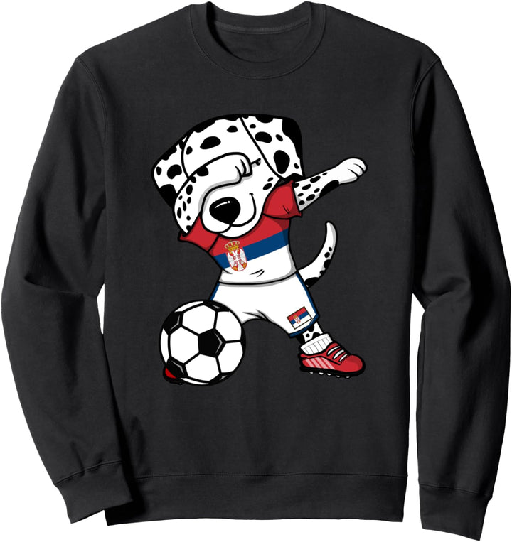 Dabbing Dalmatiner Hund Serbien Fussball Serbische Flagge Sweatshirt