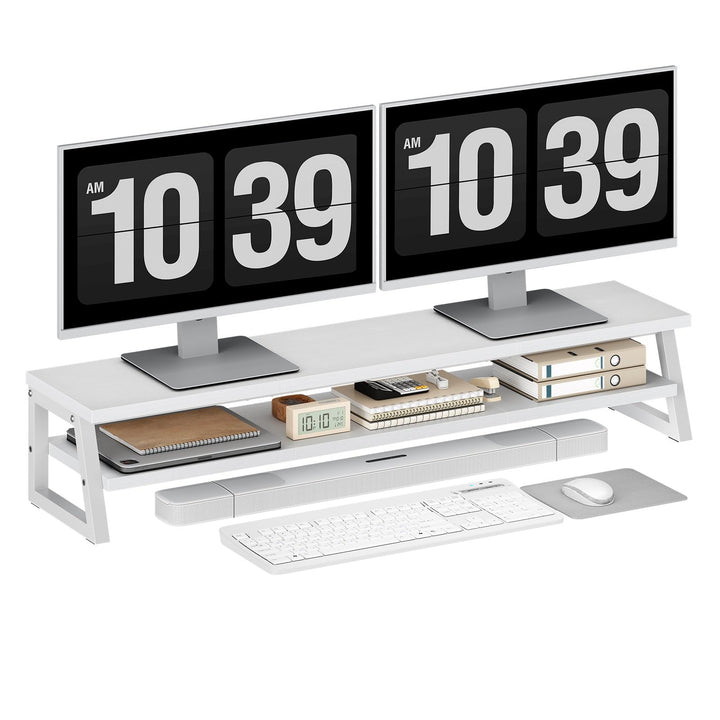 HOOBRO 2-stufiger Monitorständer Holzfür 2 Monitore, 100 x 24 x 19,5 cm, Dual Monitor Ständer, Bilds