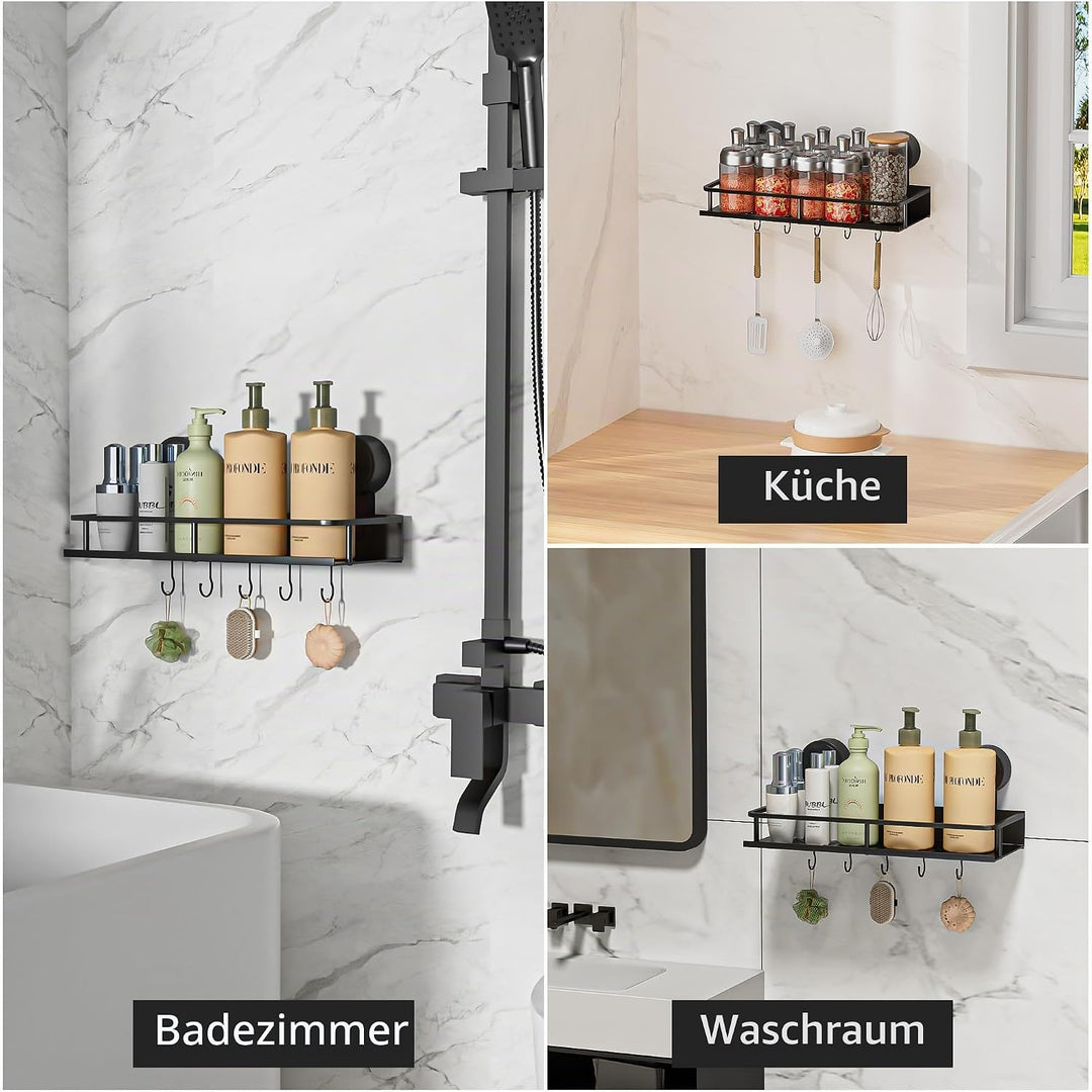 Saugnapf Ohne Bohren Duschablage,10kg Tragfähigkeit Badregal für Shampoo Conditioner,Abnehmbare und