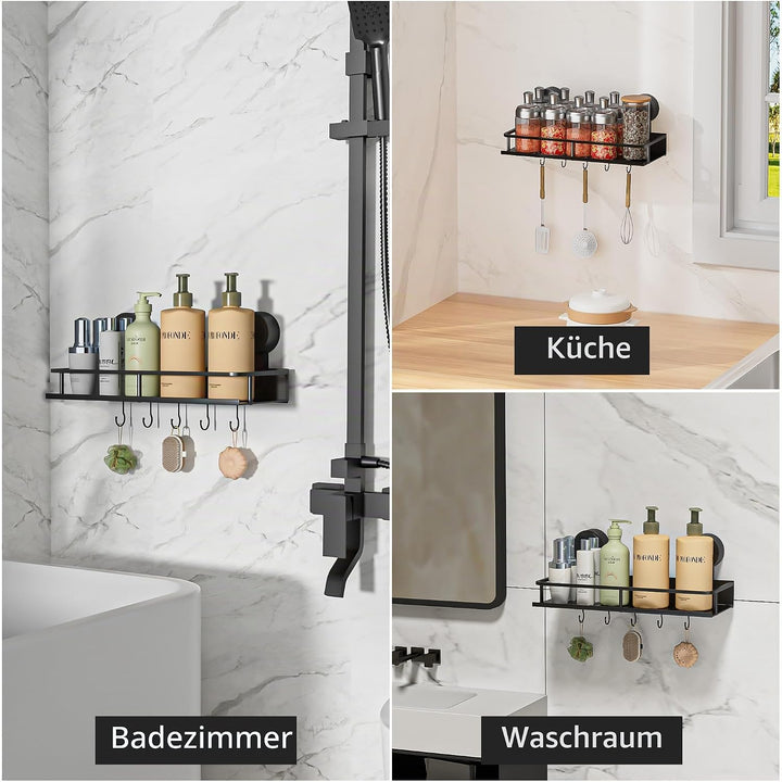 Saugnapf Ohne Bohren Duschablage,10kg Tragfähigkeit Badregal für Shampoo Conditioner,Abnehmbare und