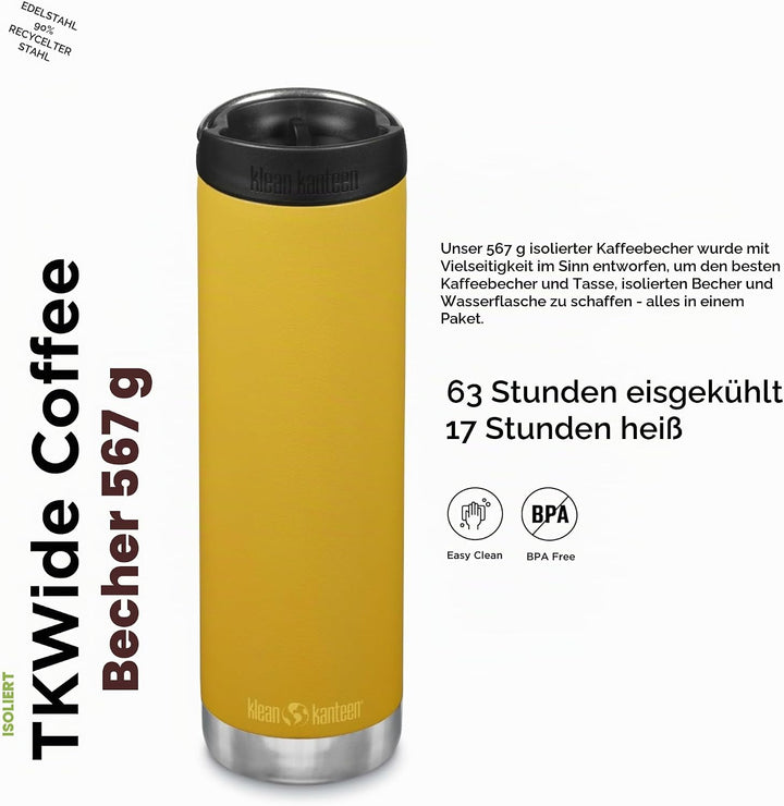 Klean Kanteen Herren tkwide Vi Trinkflasche Einheitsgrösse Marigold, Einheitsgrösse Marigold