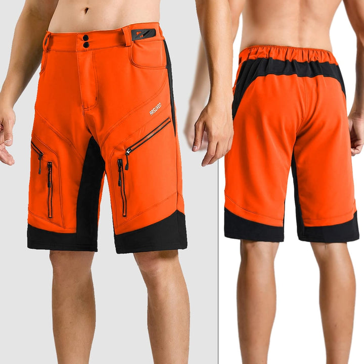 ARSUXEO Radhose Herren MTB Shorts ohne Polsterung Radfahren Shorts Klassisch Wasserdicht 1903 Orange