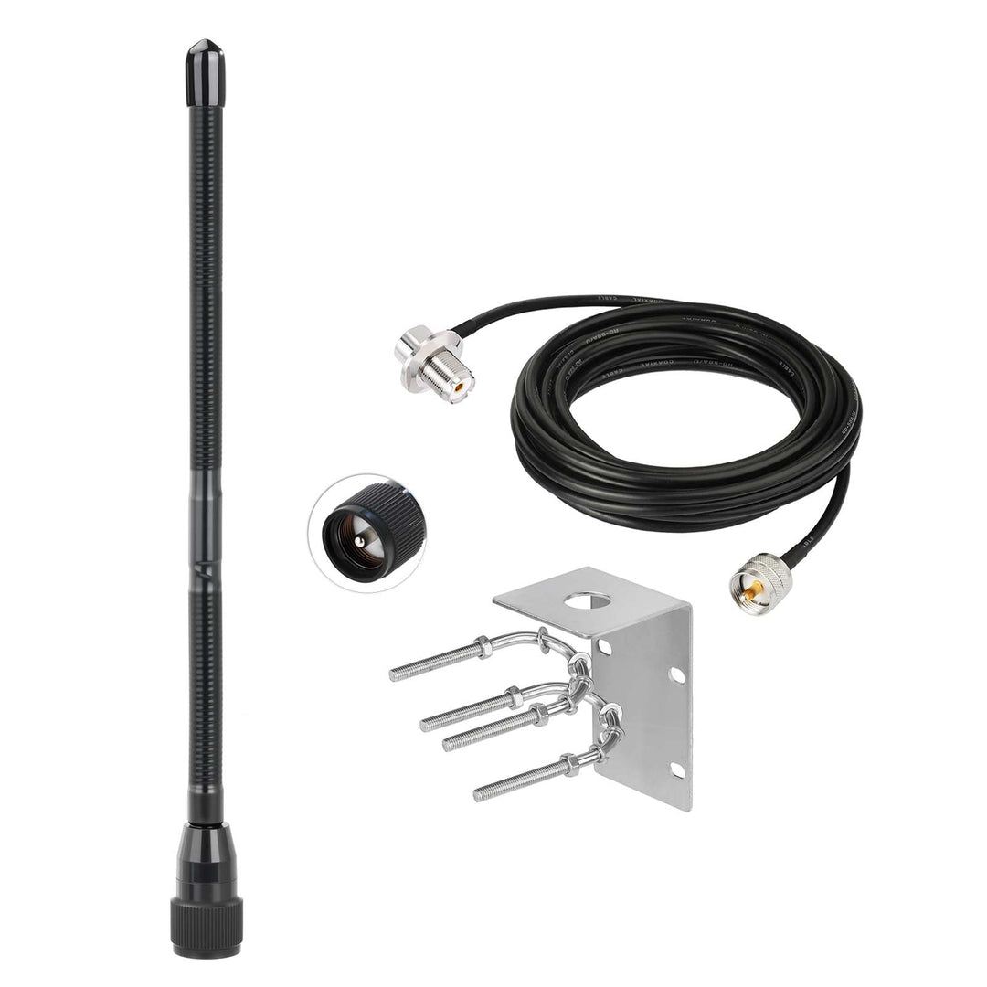 Bingfu 27MHz CB Funkantenne Soft Whip mit PL259 UHF Stecker, 5m RG58 Koaxialkabel und Edelstahl-Mont