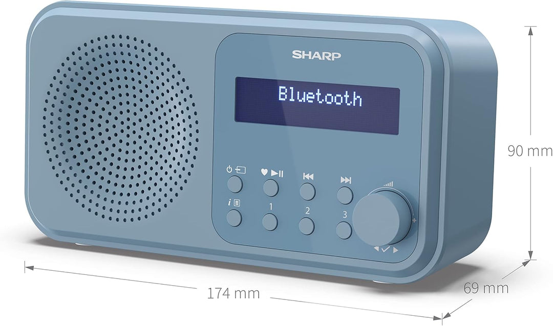 SHARP DR-P420 Portables Digitalradio (DAB/DAB+/FM mit RDS, USB, Bluetooth 5.0, 3,5mm Klinke Wecker-F