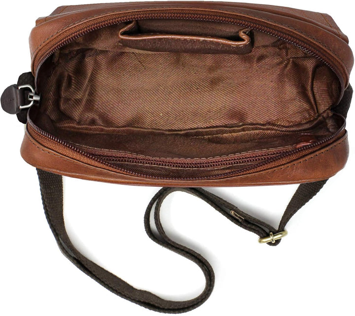 ROYALZ 'Idaho' Vintage Leder Umhängetasche Klein Herren Kompaktes Design Männer Ledertasche Mini Mes