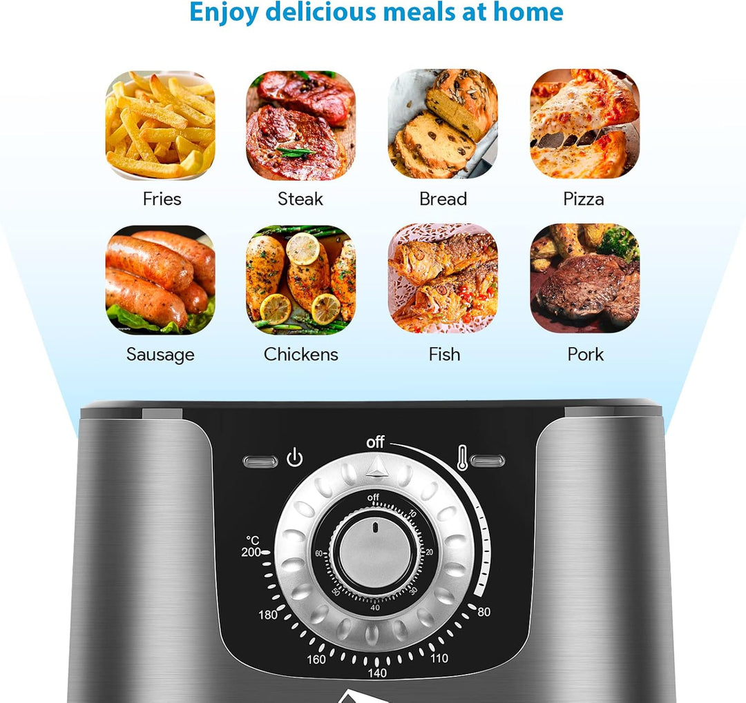 Heissluftfritteuse, 5.5L XXL Airfryer Uten Heissluftfriteuse 1700W Luftfritteuse mit Vorheizen & War