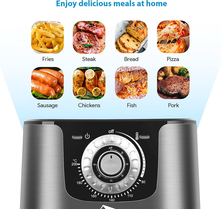 Heissluftfritteuse, 5.5L XXL Airfryer Uten Heissluftfriteuse 1700W Luftfritteuse mit Vorheizen & War
