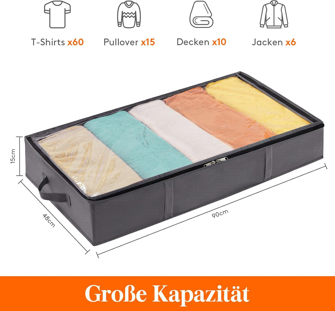 Lifewit 6 Stück Unterbett Aufbewahrungsbox mit Deckel, Unterbettkommode Faltbare Unterbett Aufbewahr