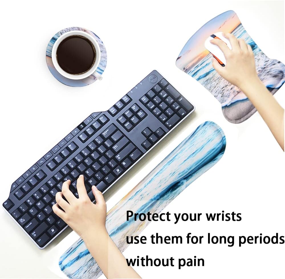 Mauspad mit Handauflage, Mauspad mit Gelkissen und Ergonomische Memory Foam Tastatur Handgelenkaufla