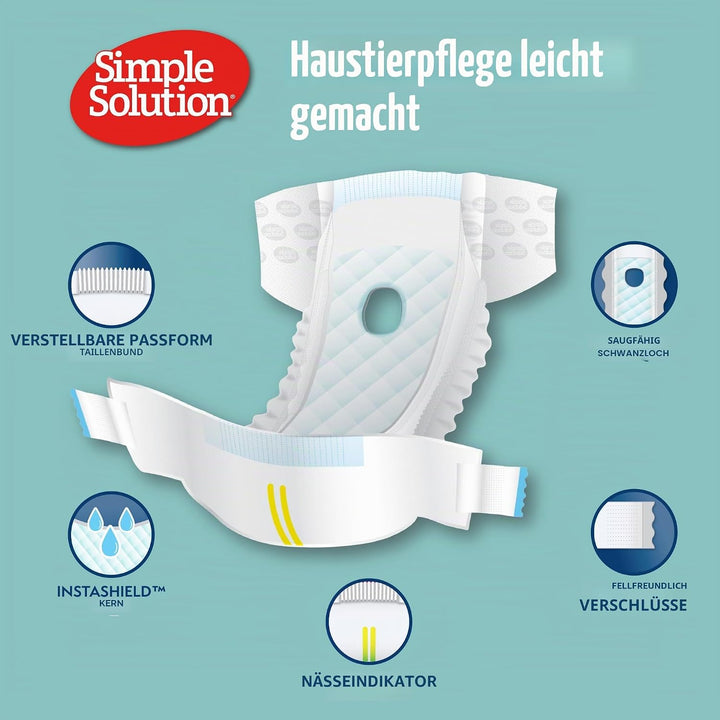 Simple Solution True Fit Einweg-Hundewindeln für Hündinnen, super saugfähig, mit Nässeindikator, Meh
