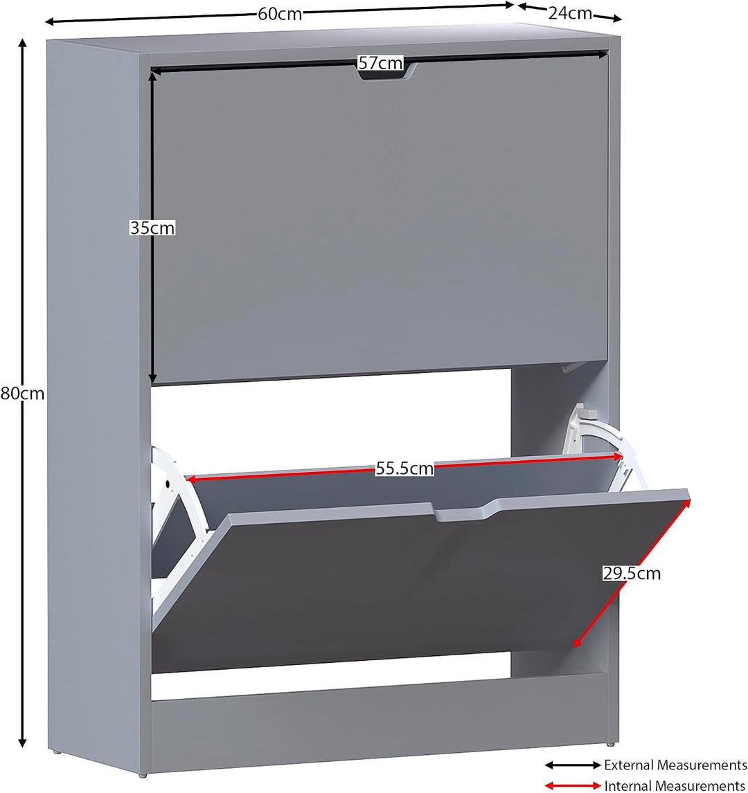 Vida Designs Schuhschrank, Grau, 80H x 60W x 24D, Grau