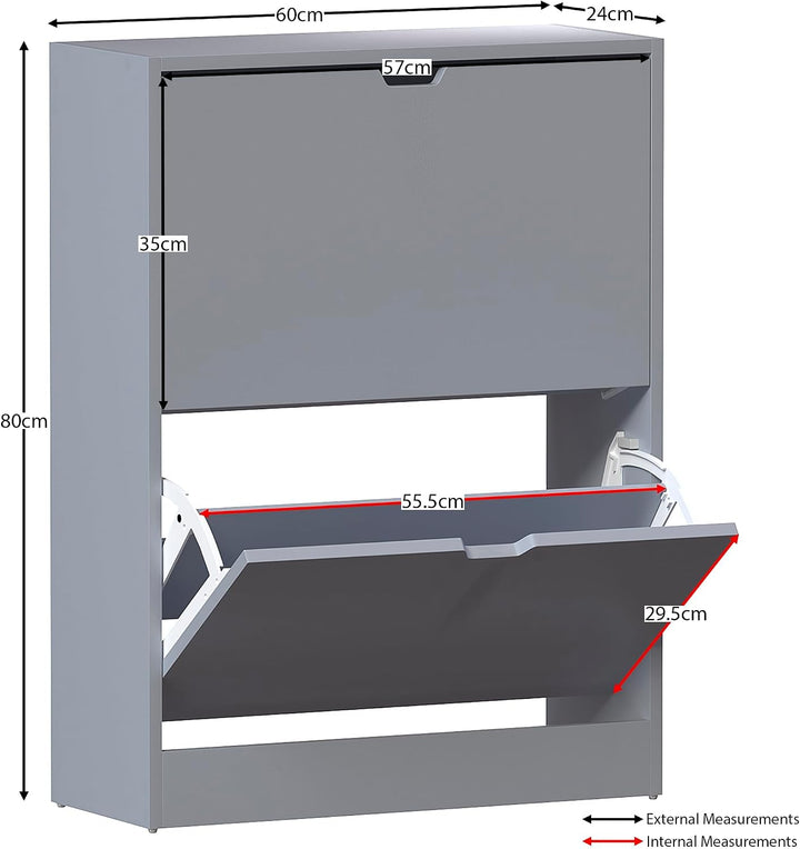 Vida Designs Schuhschrank, Grau, 80H x 60W x 24D, Grau
