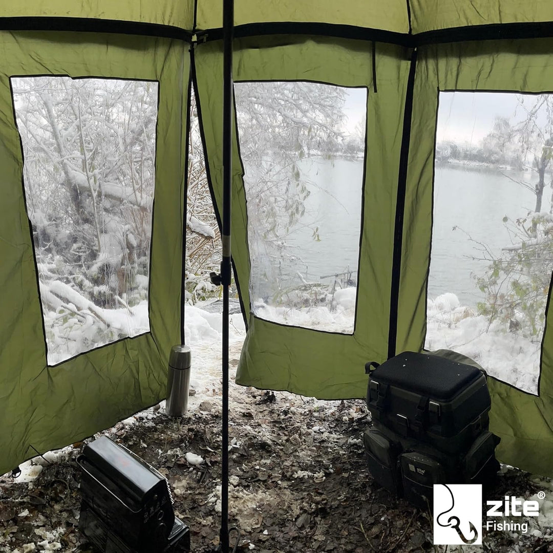 Zite Fishing Schirmzelt Geschlossen 250cm – Angelschirm Zelt Wasserabweisend Beschichtet – Karpfen A
