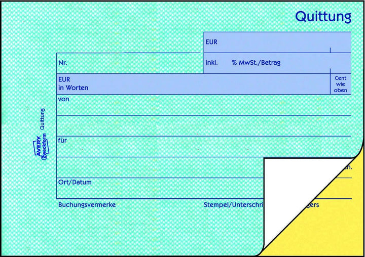 AVERY Zweckform 1736-10 Quittungsblock (A6 quer, 2x40 Blatt, selbstdurchschreibend, fälschungssicher