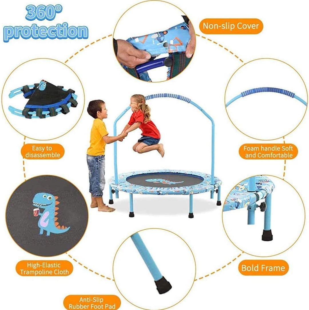 96,5 cm grosses Mini-Trampolin für Kinder, faltbar, Fitness-Trampolin mit verstellbarem Handlauf und