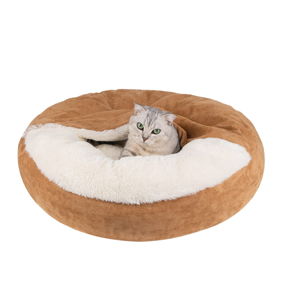 MICOOYO Beruhigendes Hundebett -Gemütliches Donut Hundedeckenbett für Hund, klemmendes Haustier Höhl