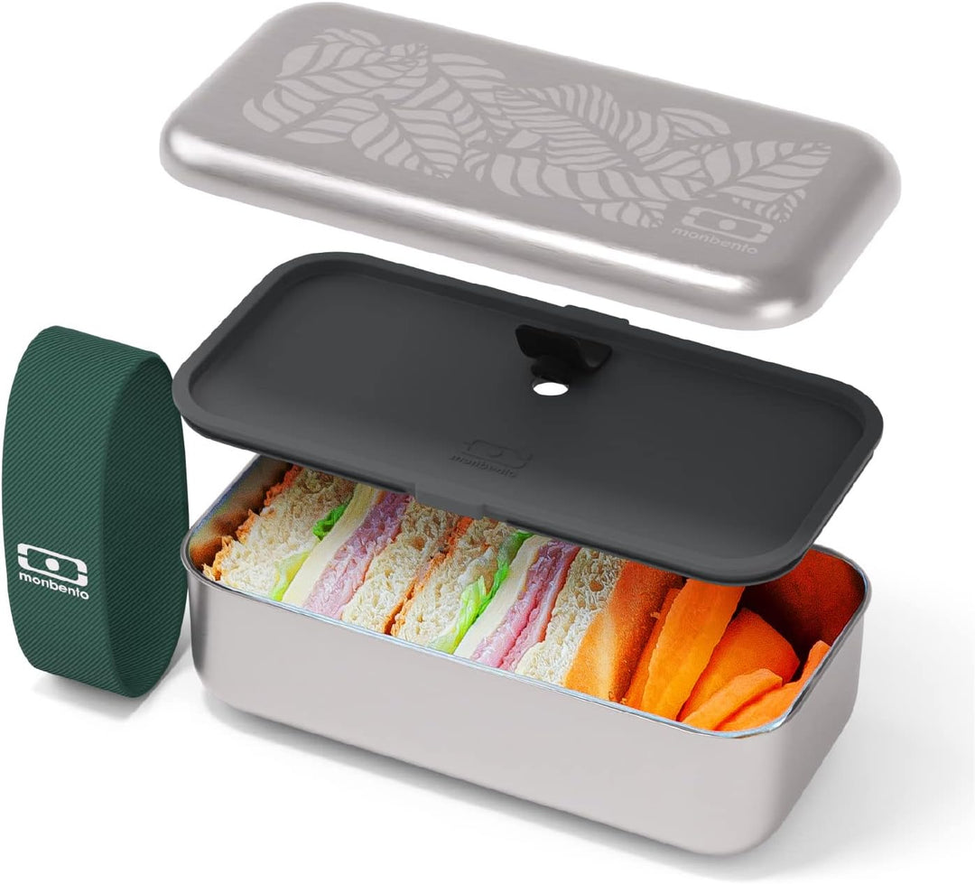 monbento - Jungle Lunchbox Set - Metall brotdose MB Sense, Isotherme Wasser Flasche MB Steel 500ml -