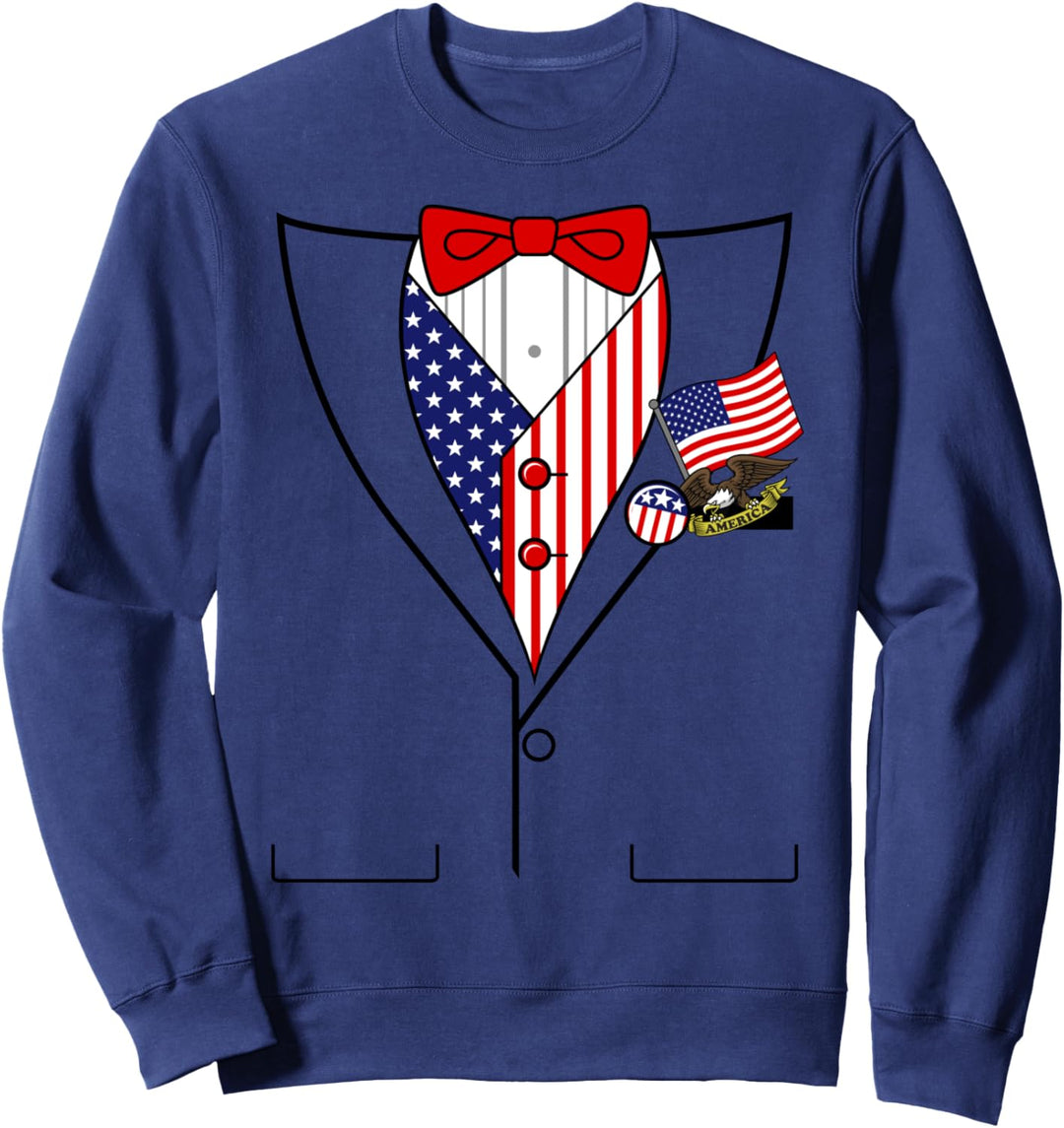 American Flag Patriotic Pins Tux Costume Sweatshirt