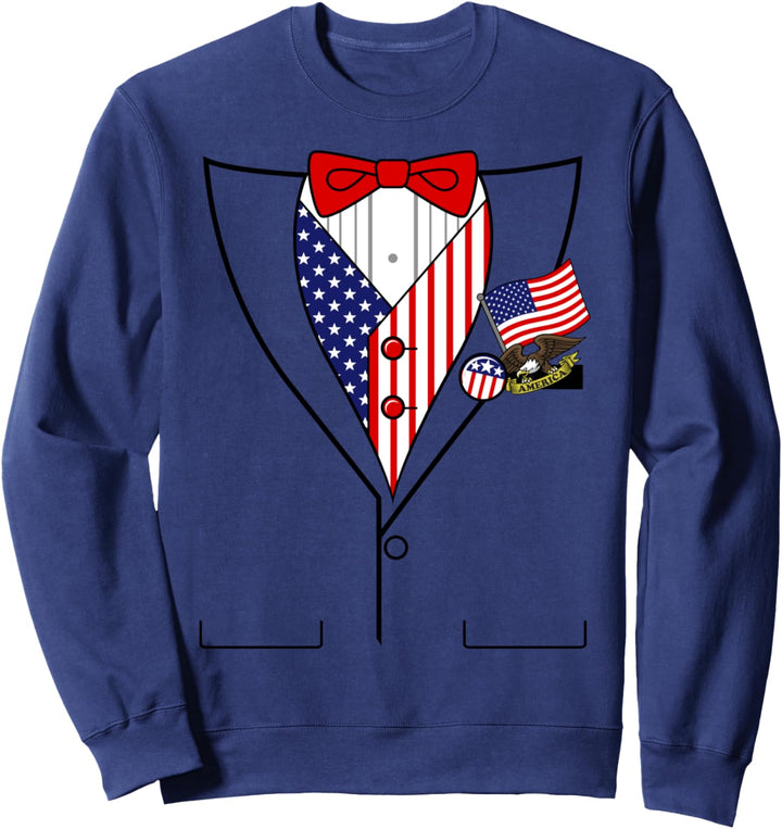 American Flag Patriotic Pins Tux Costume Sweatshirt