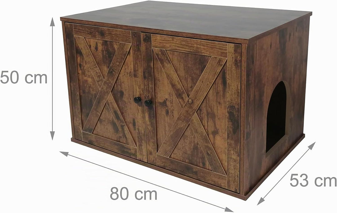Relaxdays Katzenschrank für Katzentoilette, Trennwand, Eingang, Katzenklo verstecken, HBT: 50x80x53