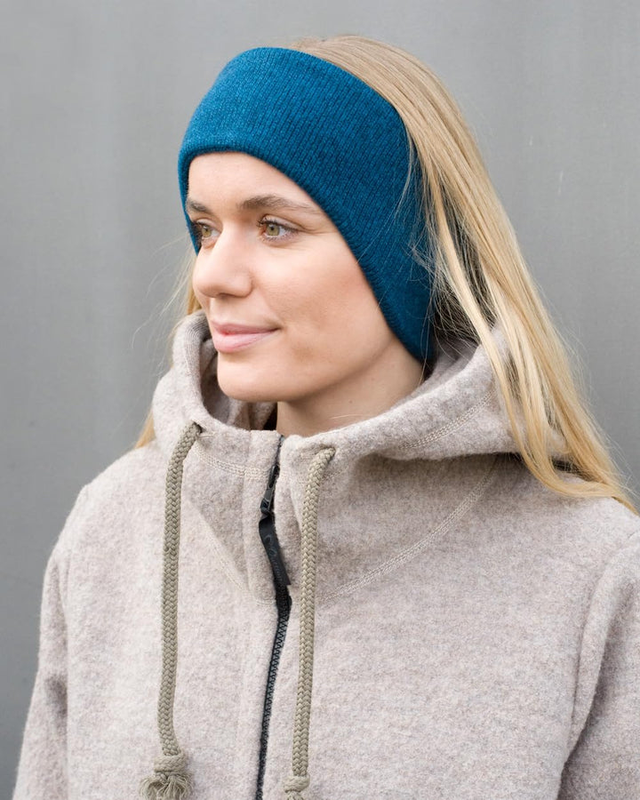 FosterNatur, Merino Stirnband mit Ohr, 100% Wolle (Baumwollfutter) Petrol, Petrol