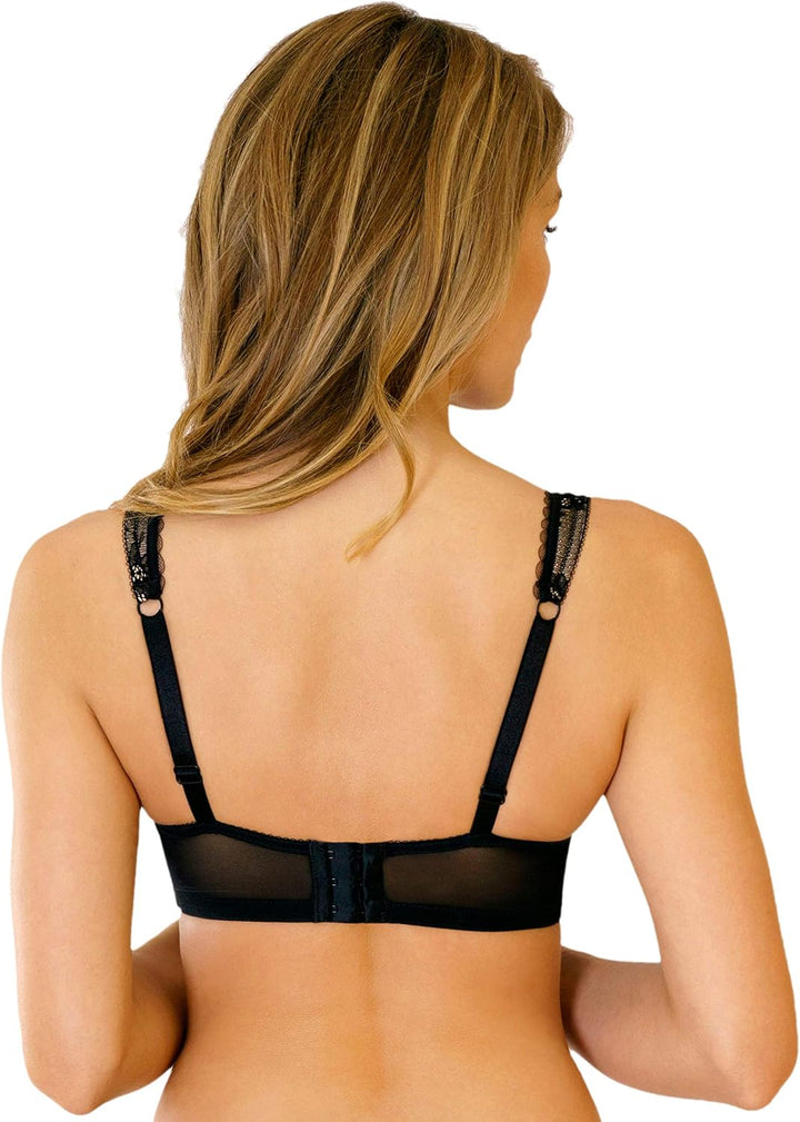 Rosme Lingerie Balconette-BH mit gepolsterten Trägern für Damen, Kollektion Eliza 70C Schwarz, 70C S