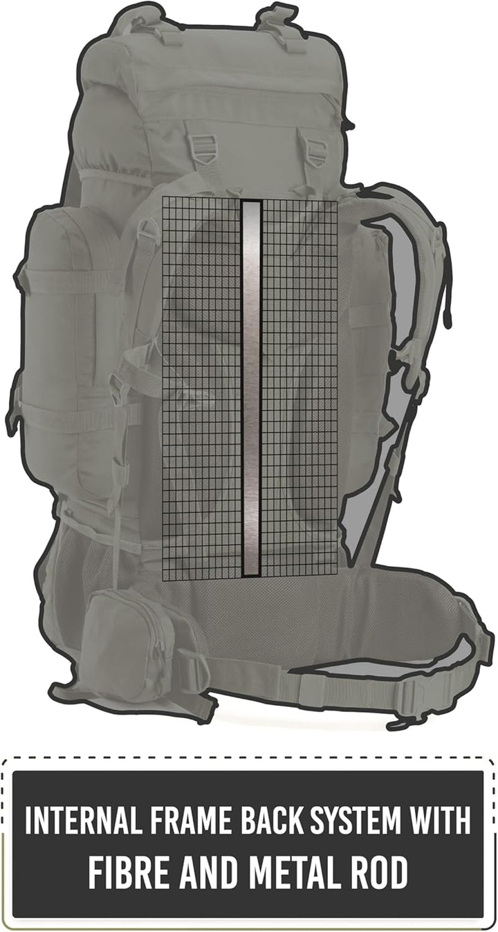 Tripole Rucksack Der Colonel-Serie Mit Innenrahmen - Mit Abnehmbarem Tagesrucksack Und Regenhülle 95