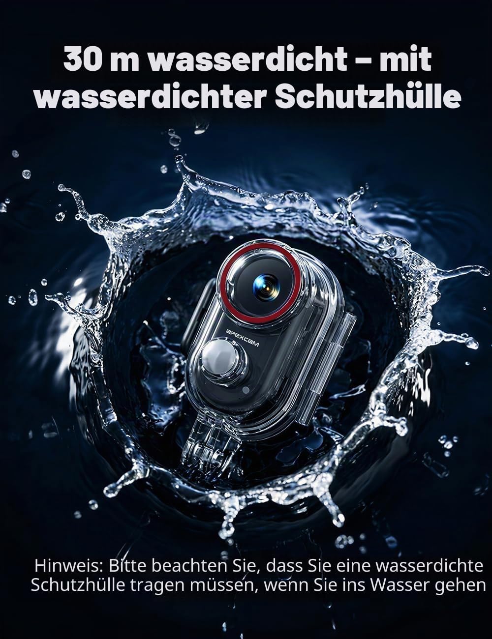 Apexcam K70 mit 64G Karte 4K mini Action cam POV Camera EIS Bildstabilisierung WLAN bodycam 30m wass