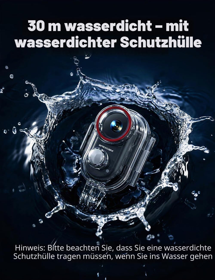 Apexcam K70 mit 64G Karte 4K mini Action cam POV Camera EIS Bildstabilisierung WLAN bodycam 30m wass