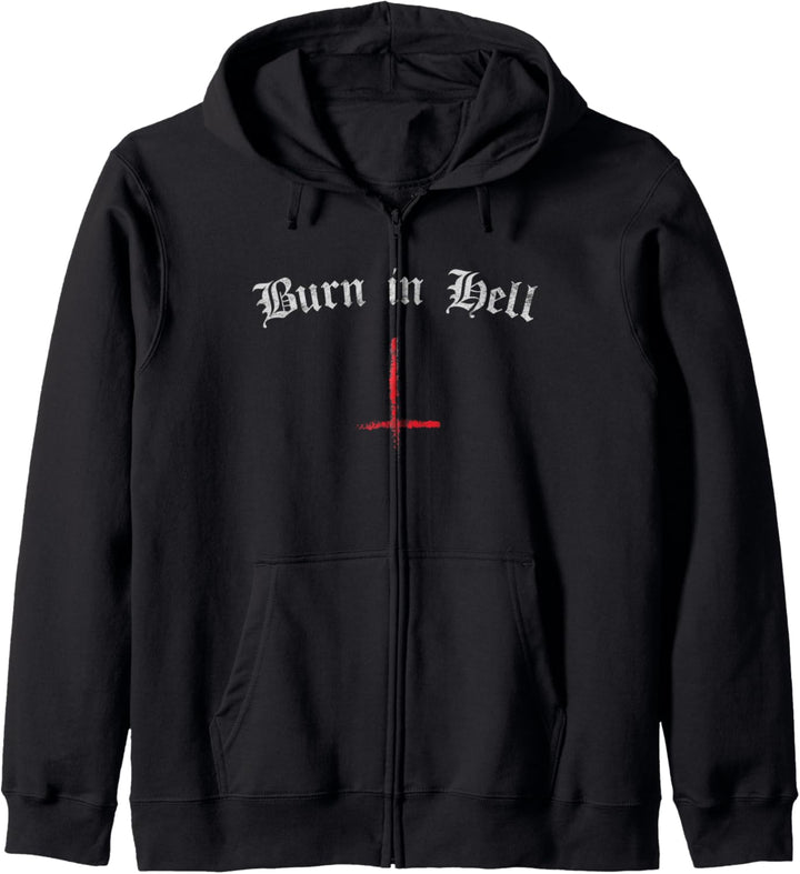 Occult Gothic Grunge Satan Devil Black Burn In Hell Baphomet Kapuzenjacke