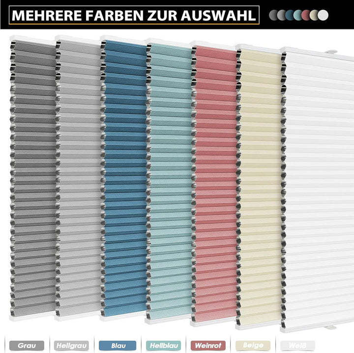 Allesin Wabenplissee ohne Bohren Verdunklung Thermo Doppelplissee Klemmfix Zweifarbig Weiss-weiss 40