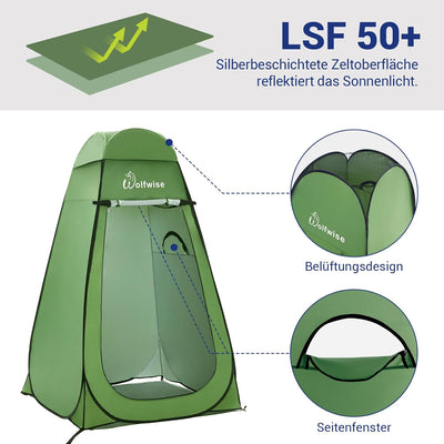 Wolfwise Pop up Umkleidezelt Toilettenzelt, Camping Duschzelt Mobile Outdoor Privatsphäre WC Zelt La