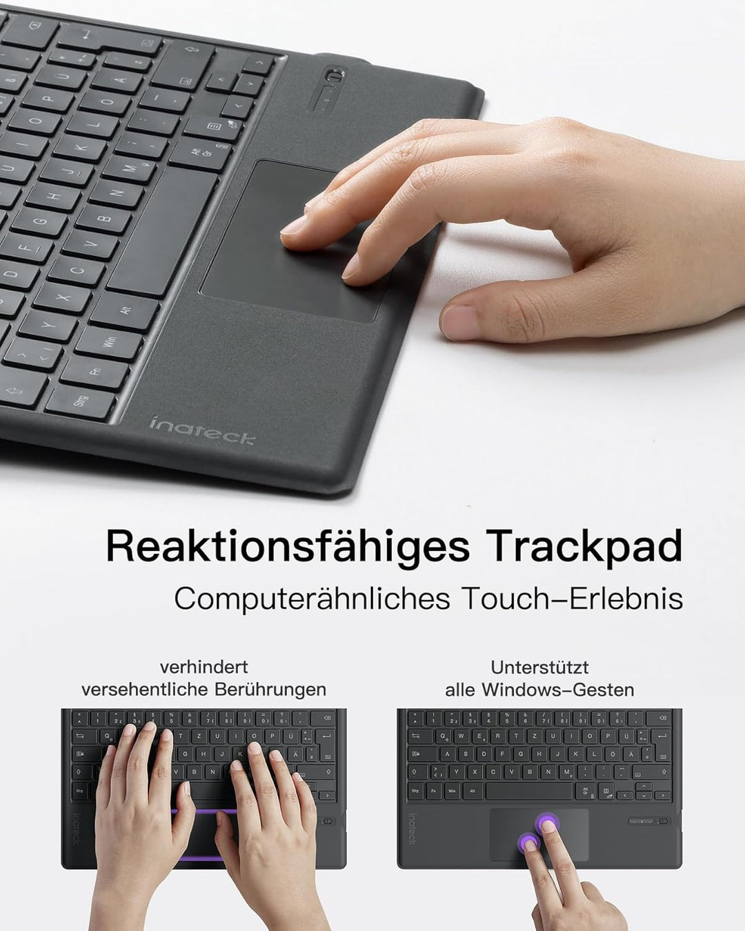 Inateck Surface Pro 7 Tastatur,Kompatibel mit Surface Pro 7/7+/6/5/4 mit Trackpad,Bluetooth 5.3, 7-F