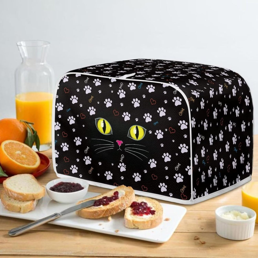 Kuiaobaty Schwarze Katzen-Abdeckung für Toaster, zwei Scheiben, Katzenpfoten, Brot, Toaster, Ofentuc